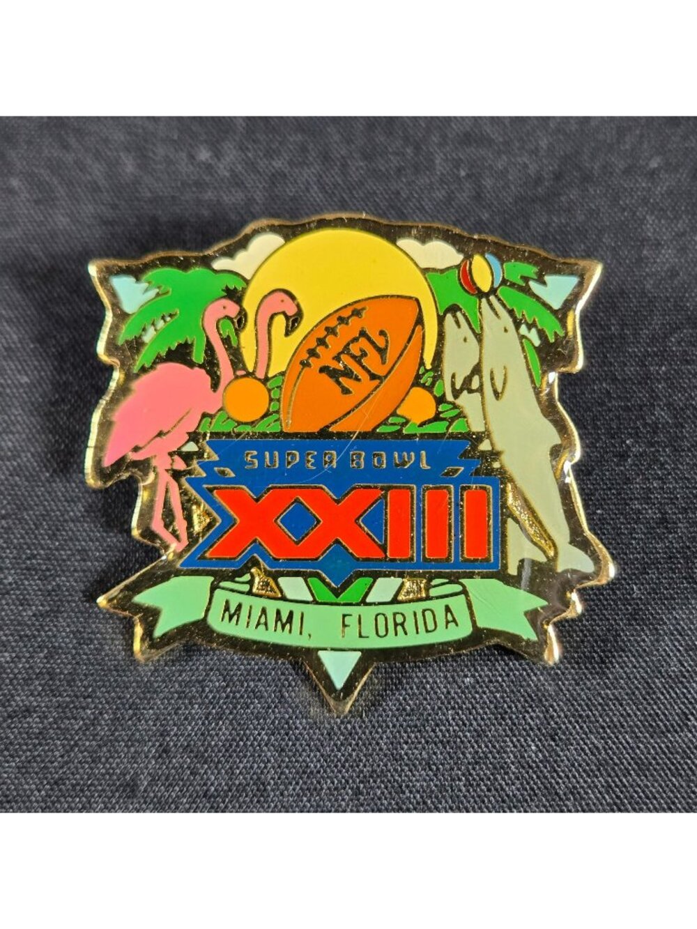 Super Bowl XXIII Miami Florida NFL Pin Peter David 1988 Collectible Lapel Pin